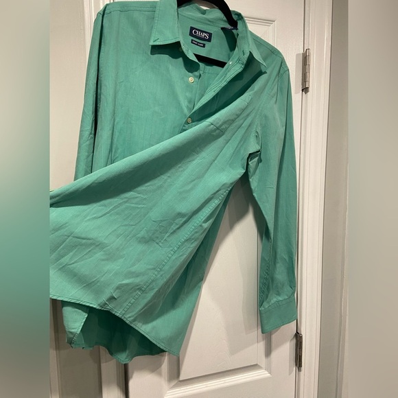 Chaps Mens size M Kelly Green Easy Care Long Sleeve Button Down Shirt Logo - Picture 4 of 11